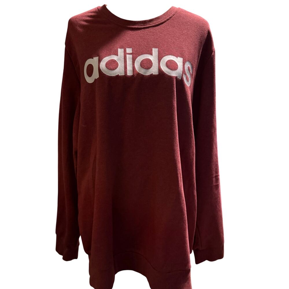 Adidas Essentials Linear Crewneck Sweatshirt, Burgundy, Women's Plus Size 3X